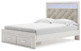 Altyra White Queen Upholstered Panel Storage Bed, Dresser and Mirror (Online Special Price) - Ornate Home