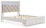 Altyra White Queen Upholstered Panel Storage Bed, Dresser and Mirror (Online Special Price) - Ornate Home