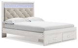Altyra White Queen Upholstered Panel Storage Bed, Dresser and Mirror - Ornate Home