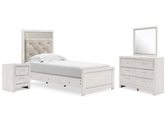 Altyra White Twin Panel Bedroom Set with Dresser, Mirror and Nightstand - Ornate Home