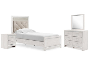 Altyra White Twin Panel Bedroom Set with Dresser, Mirror and Nightstand - Ornate Home