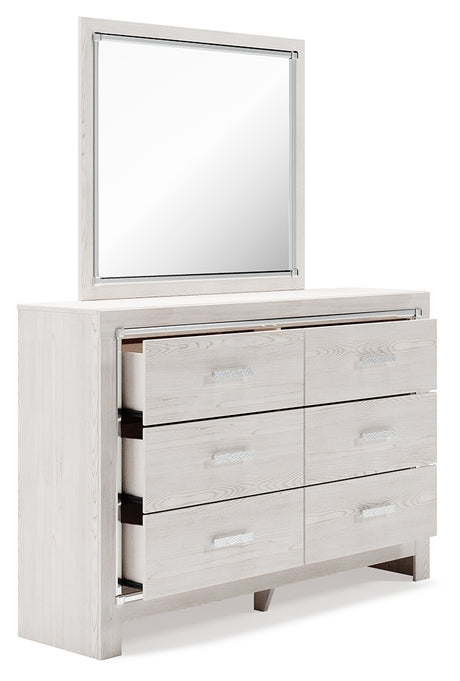Altyra White Twin Panel Bedroom Set with Dresser, Mirror and Nightstand - Ornate Home