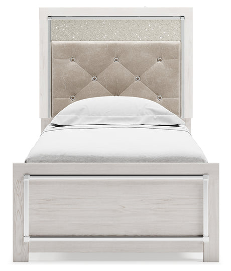 Altyra White Twin Panel Bedroom Set with Dresser, Mirror and Nightstand - Ornate Home