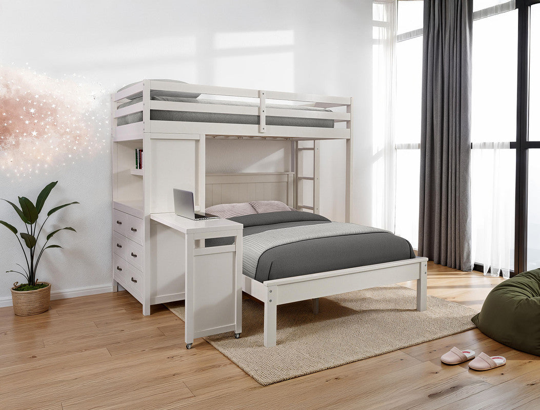 Aludra White Loft Bed (Full Bed Not Included) - Ornate Home