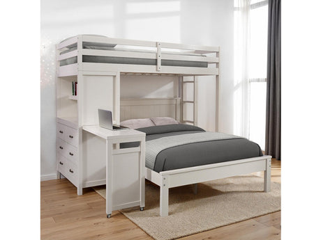 Aludra White Loft Bed w/ Full Bed - Ornate Home