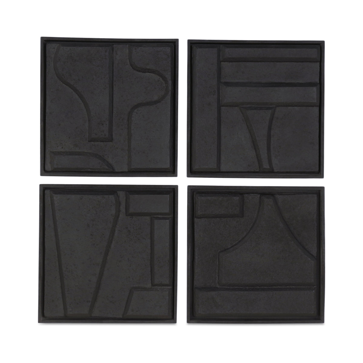 Alva Black Wall Sculpture (Set of 4) - Ornate Home