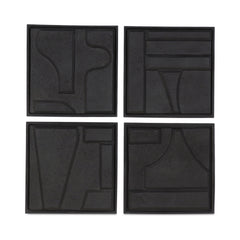 Alva Black Wall Sculpture (Set of 4) - Ornate Home