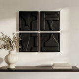 Alva Black Wall Sculpture (Set of 4) - Ornate Home