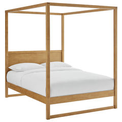 Alva Oak King Wood Canopy Platform Bed - Ornate Home