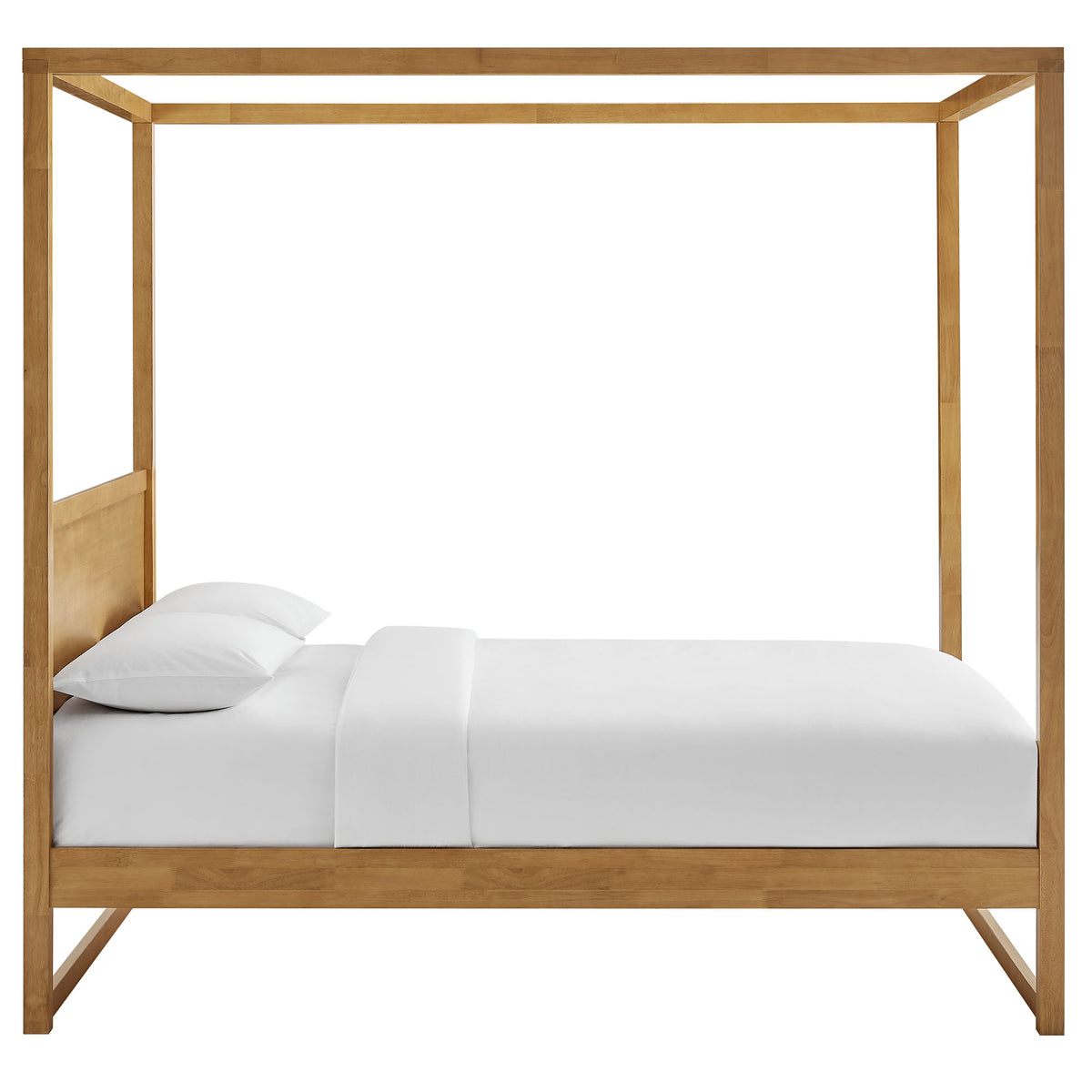 Alva Oak King Wood Canopy Platform Bed - Ornate Home