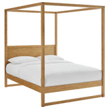 Alva Oak Queen Wood Canopy Platform Bed - Ornate Home