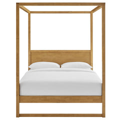Alva Oak Queen Wood Canopy Platform Bed - Ornate Home
