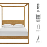 Alva Oak Queen Wood Canopy Platform Bed - Ornate Home