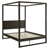 Alva Smoked Oak King Wood Canopy Platform Bed - Ornate Home
