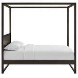 Alva Smoked Oak Queen Wood Canopy Platform Bed - Ornate Home