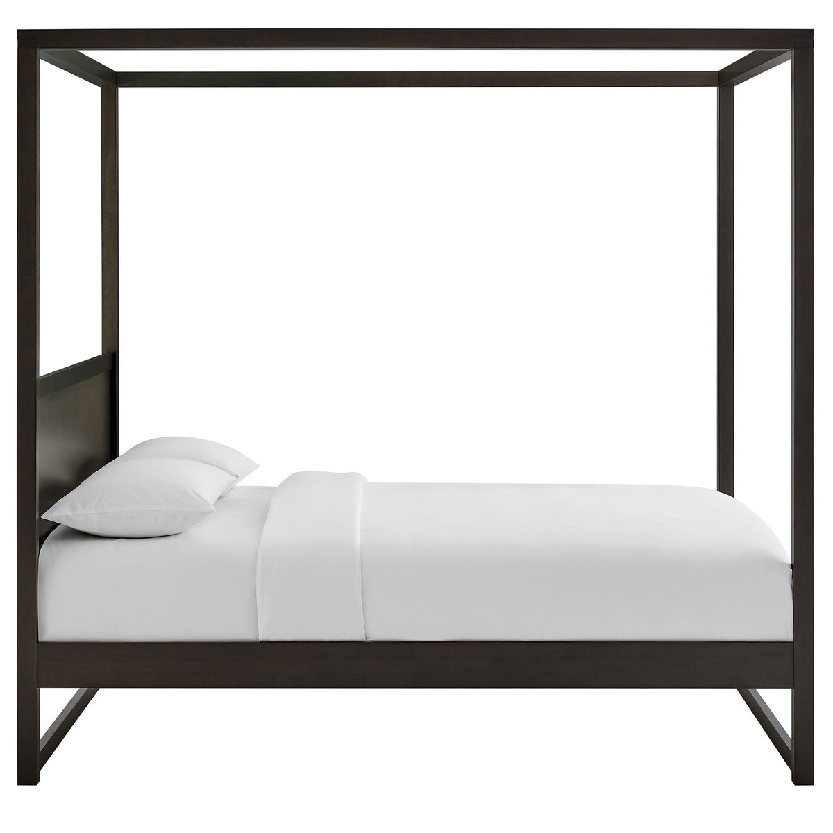 Alva Smoked Oak Queen Wood Canopy Platform Bed - Ornate Home