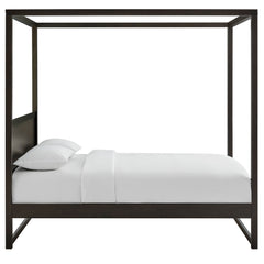 Alva Smoked Oak Queen Wood Canopy Platform Bed - Ornate Home