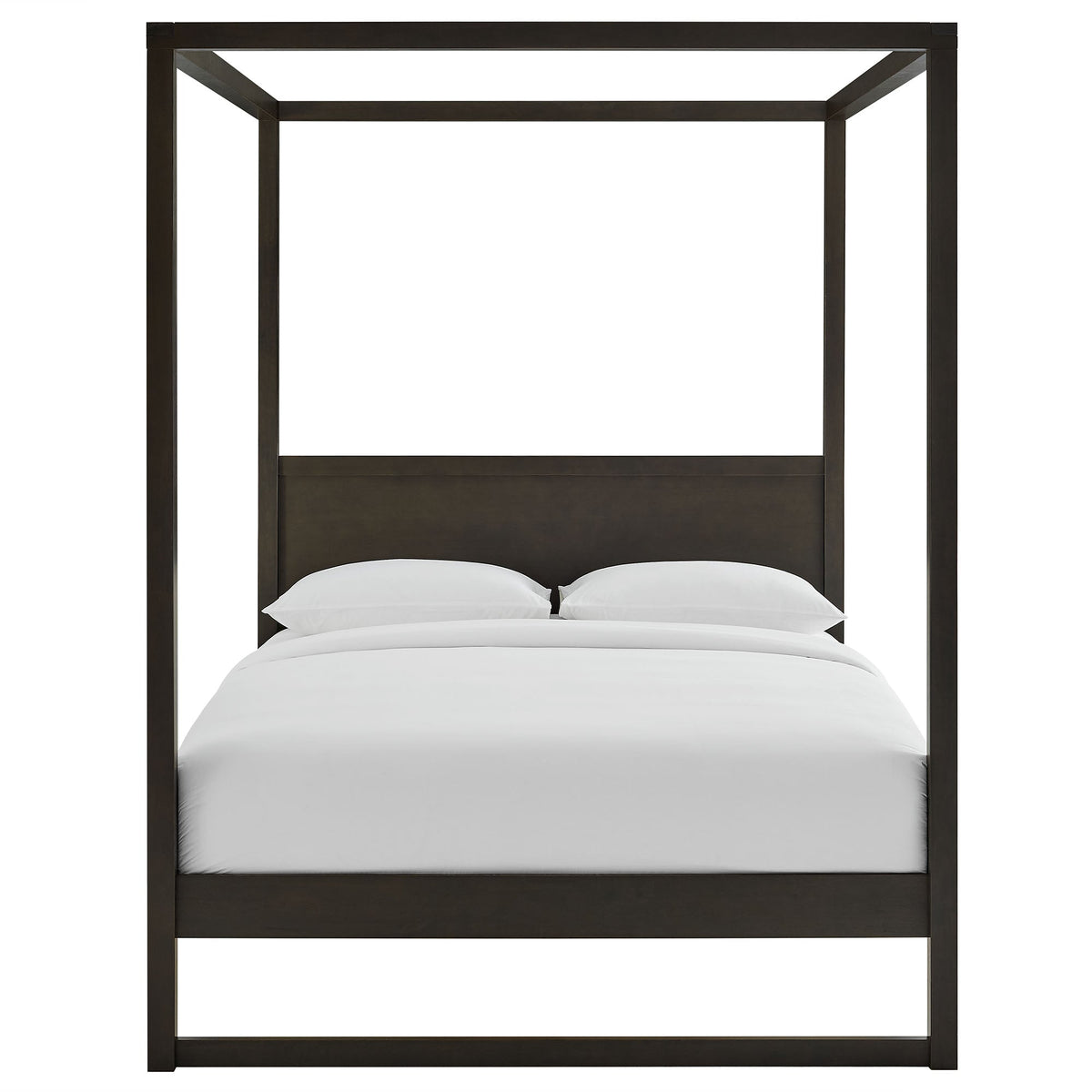 Alva Smoked Oak Queen Wood Canopy Platform Bed - Ornate Home