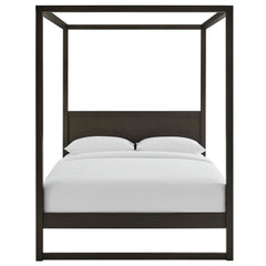 Alva Smoked Oak Queen Wood Canopy Platform Bed - Ornate Home