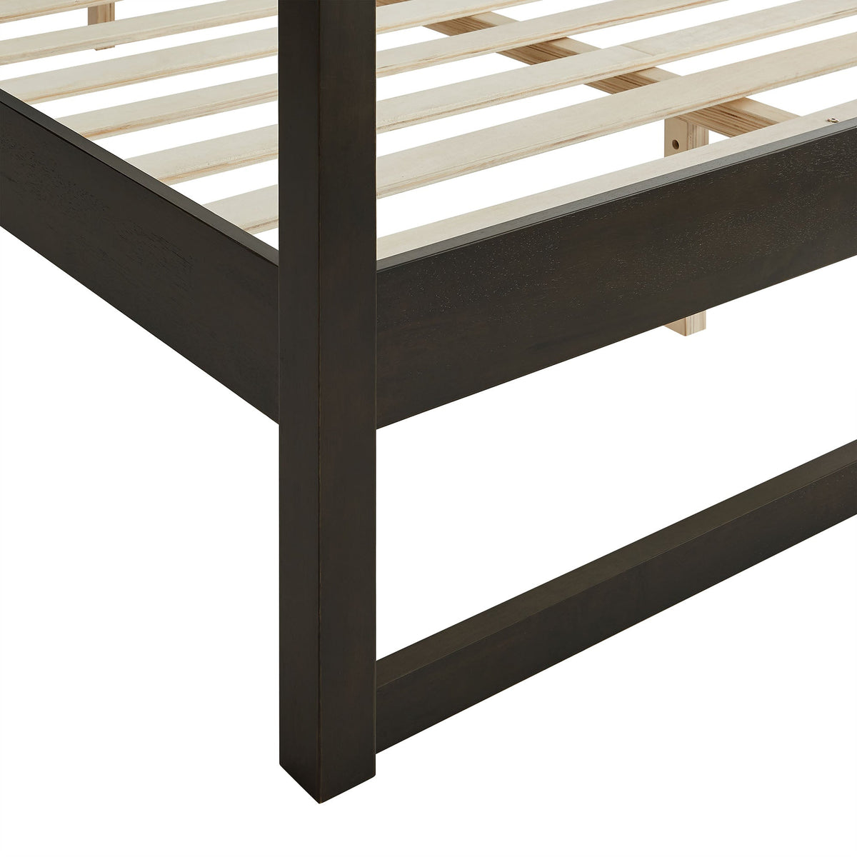 Alva Smoked Oak Queen Wood Canopy Platform Bed - Ornate Home