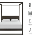 Alva Smoked Oak Queen Wood Canopy Platform Bed - Ornate Home