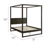 Alva Smoked Oak Queen Wood Canopy Platform Bed - Ornate Home
