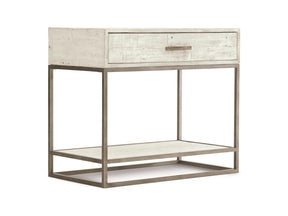 Alvar Glazed Silver/Brushed White Nightstand - Ornate Home