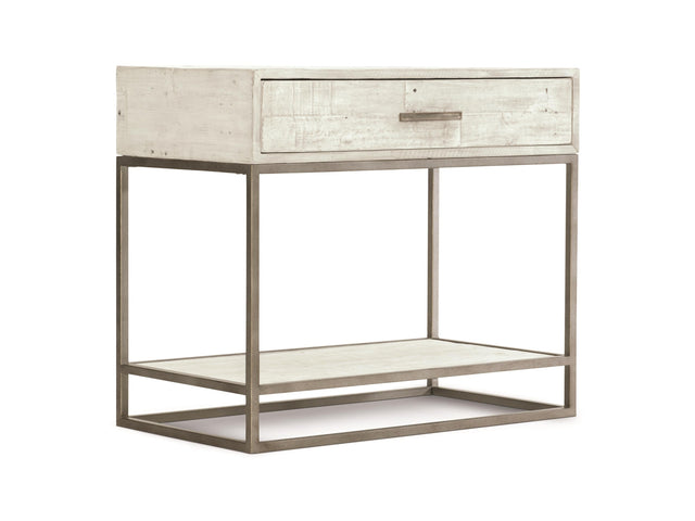 Alvar Glazed Silver/Brushed White Nightstand - Ornate Home