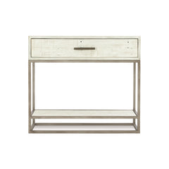 Alvar Glazed Silver/Brushed White Nightstand - Ornate Home