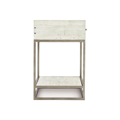 Alvar Glazed Silver/Brushed White Nightstand - Ornate Home