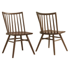 Alvar Walnut Spindle Back Dining Side Chairs (Set of 2) - Ornate Home