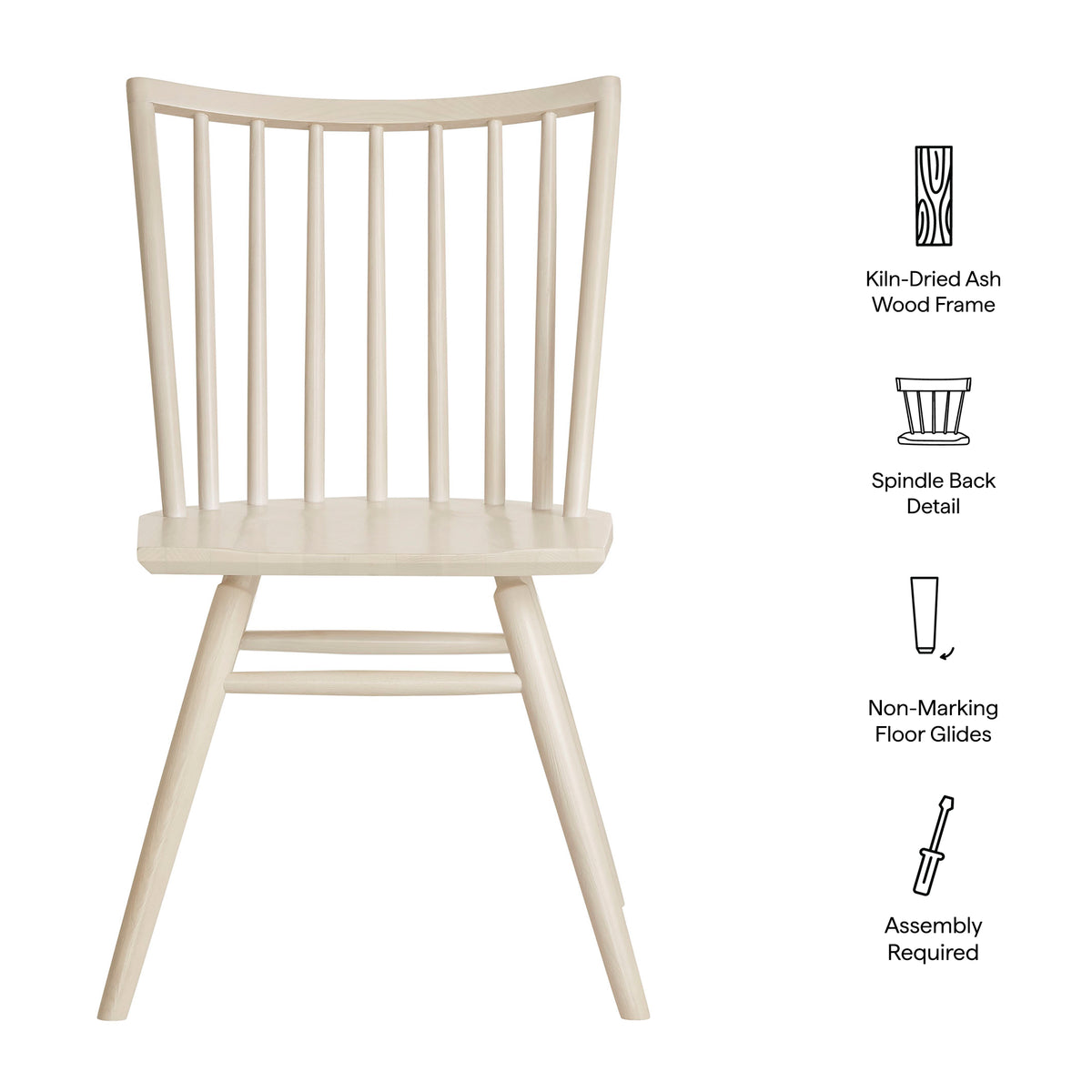 Alvar White Wash Spindle Back Dining Side Chairs (Set of 2) - Ornate Home