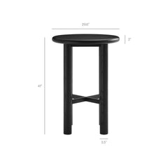 Alvia Black 3-Piece Round Oak Wood Bar Table With Bar Stools Set - Ornate Home