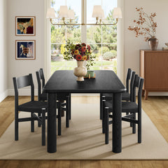 Alvia Black 5-Piece Oak Wood Dining Table and Chairs Set - Ornate Home