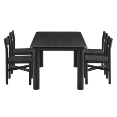 Alvia Black 5-Piece Oak Wood Dining Table and Chairs Set - Ornate Home