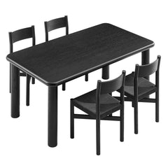 Alvia Black 5-Piece Oak Wood Dining Table and Chairs Set - Ornate Home