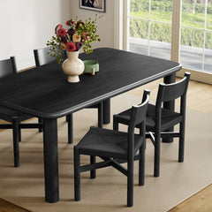 Alvia Black 5-Piece Oak Wood Dining Table and Chairs Set - Ornate Home