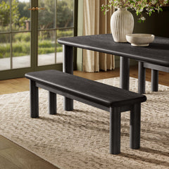 Alvia Black 58" Oak Wood Bench - Ornate Home