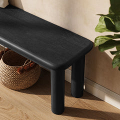 Alvia Black 58" Oak Wood Bench - Ornate Home