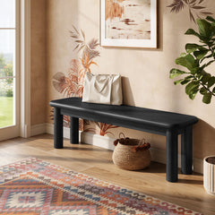 Alvia Black 58" Oak Wood Bench - Ornate Home