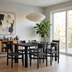 Alvia Black 7-Piece Oak Wood Dining Table and Chairs Set - Ornate Home