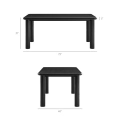 Alvia Black 7-Piece Oak Wood Dining Table and Chairs Set - Ornate Home