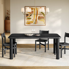 Alvia Black 72" Rectangular Oak Wood Dining Table - Ornate Home