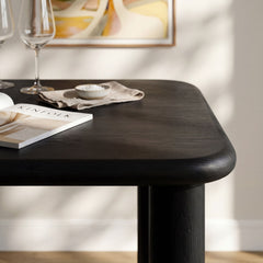 Alvia Black 72" Rectangular Oak Wood Dining Table - Ornate Home