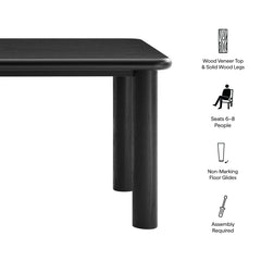 Alvia Black 72" Rectangular Oak Wood Dining Table - Ornate Home