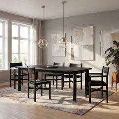 Alvia Black 86"-105" Extendable Rectangular Oak Wood Dining Table - Ornate Home