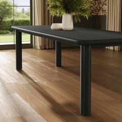 Alvia Black 86"-105" Extendable Rectangular Oak Wood Dining Table - Ornate Home