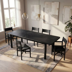 Alvia Black 86"-105" Extendable Rectangular Oak Wood Dining Table - Ornate Home