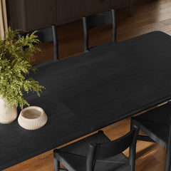 Alvia Black 9-Piece Oak Wood Extendable Dining Table and Chairs Set - Ornate Home