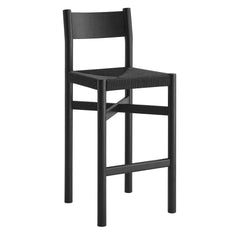 Alvia Black Oak Wood Bar Stools With Woven Seats (Set of 2) - Ornate Home